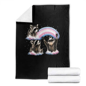 Howling Raccoon LGBTQ Pride Throw Blanket Rainbow Trash Panda Support TS12 Black Print Your Wear