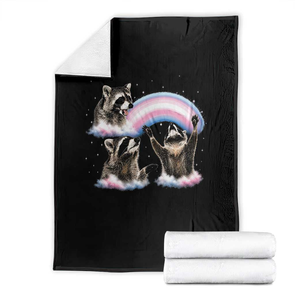 Howling Raccoon LGBTQ Pride Throw Blanket Rainbow Trash Panda Support TS12 Black Print Your Wear