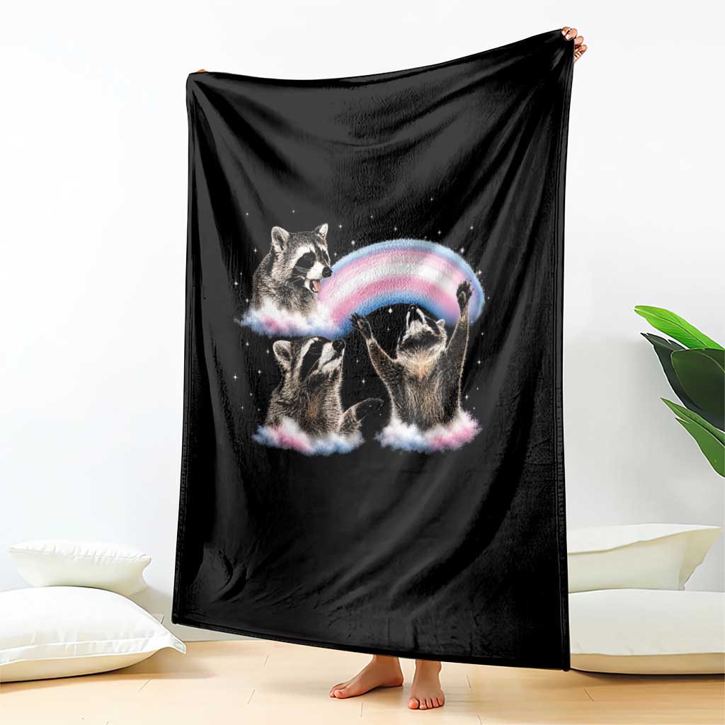 Howling Raccoon LGBTQ Pride Throw Blanket Rainbow Trash Panda Support TS12 Print Your Wear