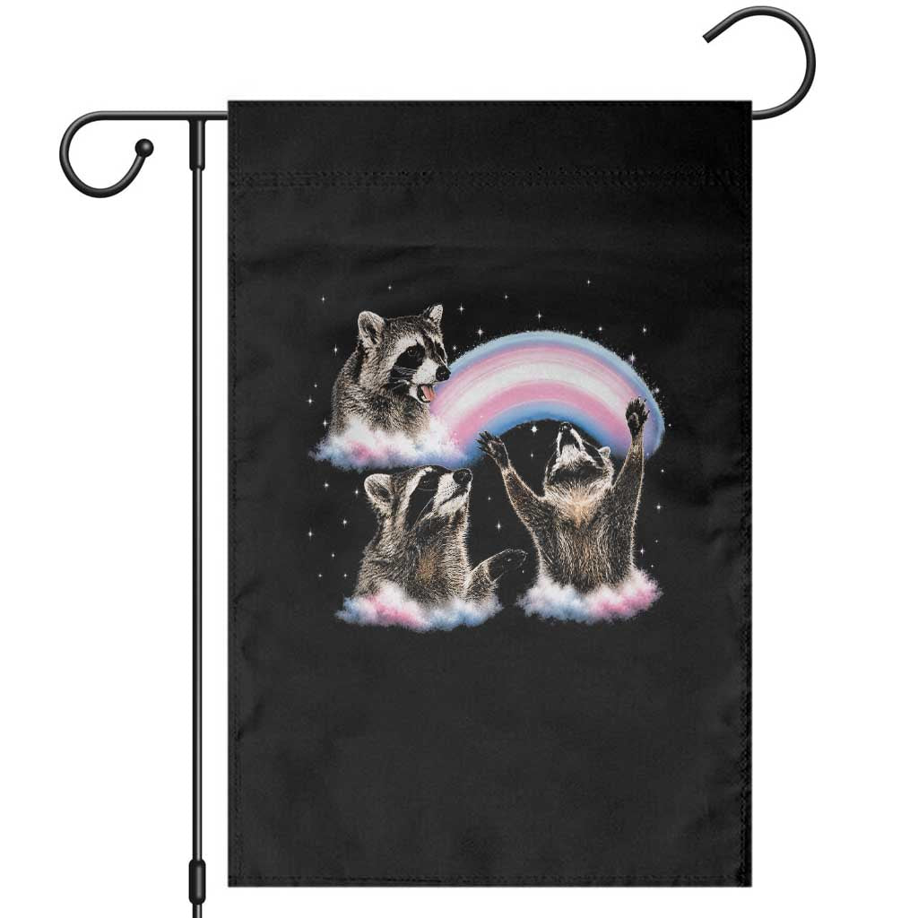 Howling Raccoon LGBTQ Pride Garden Flag Rainbow Trash Panda Support TS12 Black Print Your Wear