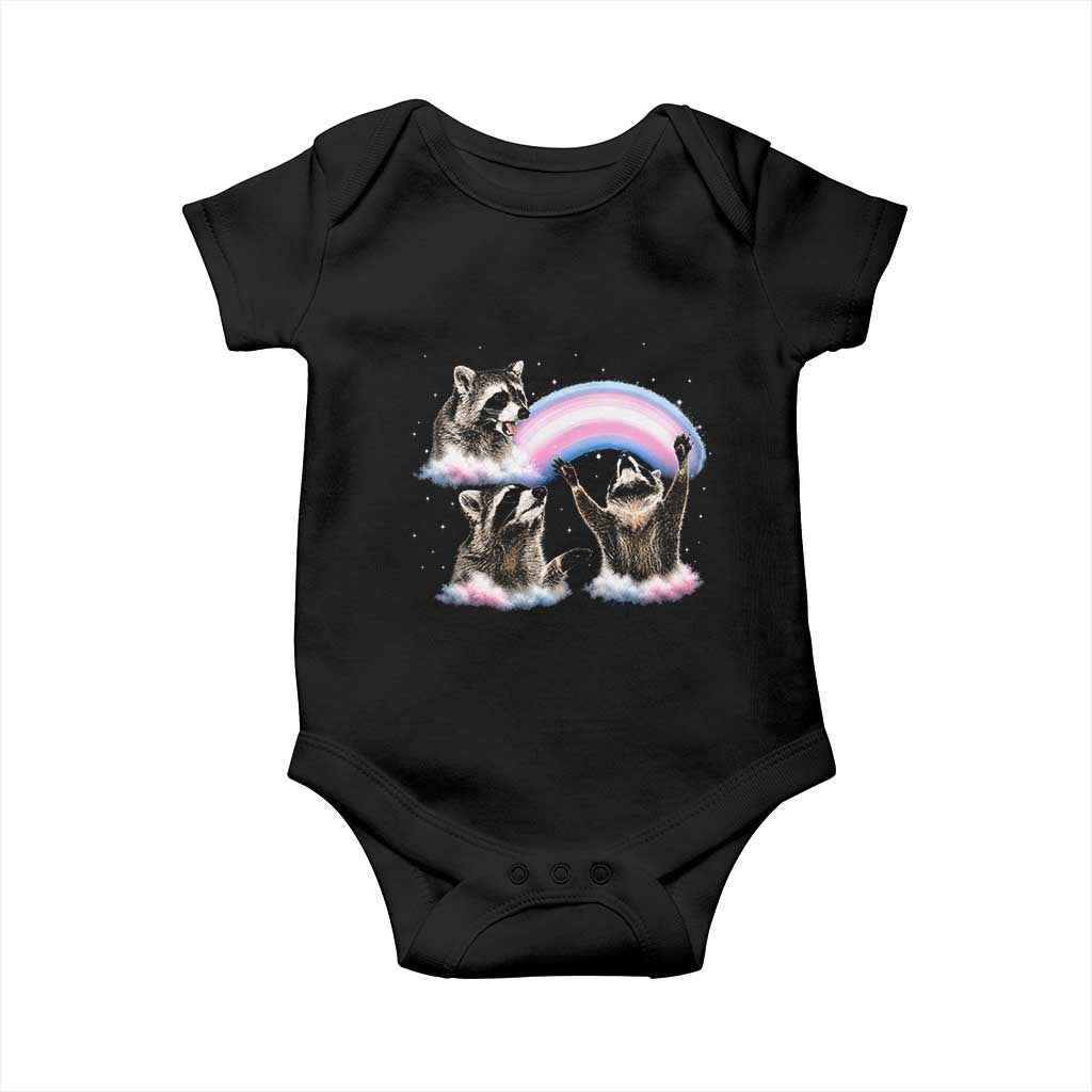 Howling Raccoon LGBTQ Pride Baby Onesie Rainbow Trash Panda Support TS12 Black Print Your Wear