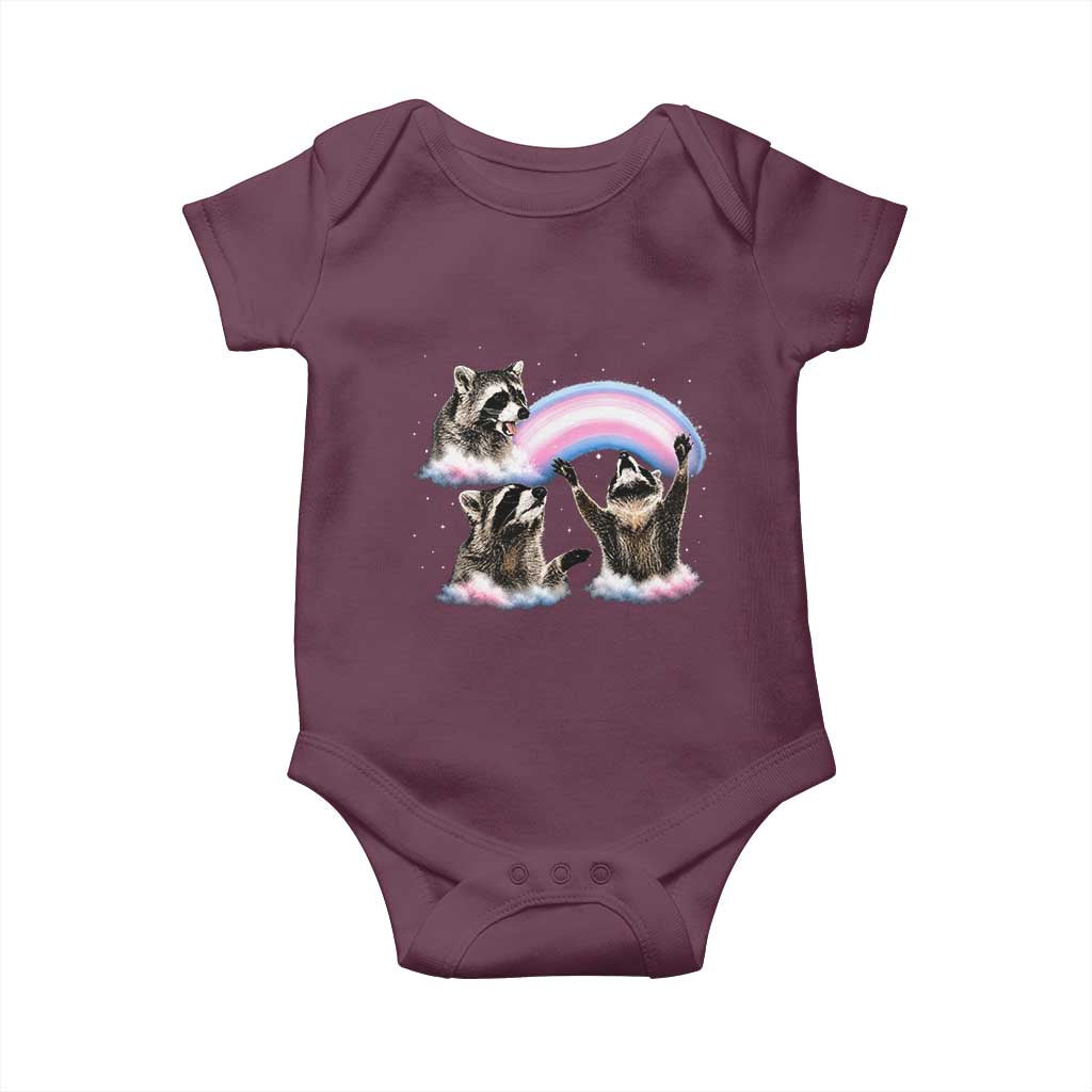 Howling Raccoon LGBTQ Pride Baby Onesie Rainbow Trash Panda Support TS12 Maroon Print Your Wear