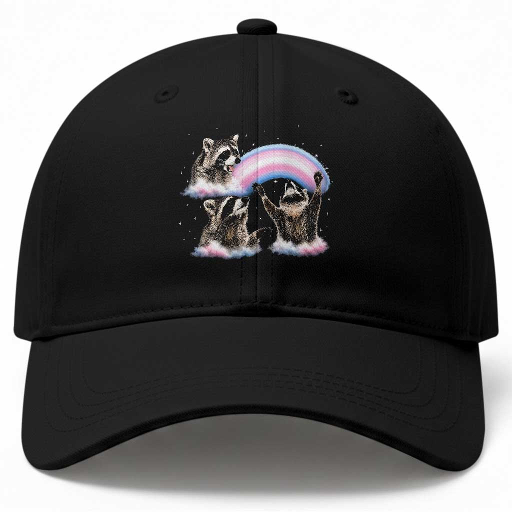Howling Raccoon LGBTQ Pride Baseball Cap Rainbow Trash Panda Support TS12 Print Your Wear