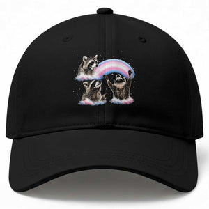 Howling Raccoon LGBTQ Pride Baseball Cap Rainbow Trash Panda Support TS12 Print Your Wear