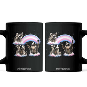 Howling Raccoon LGBTQ Pride Coffee Mug Rainbow Trash Panda Support TS12 Black Print Your Wear