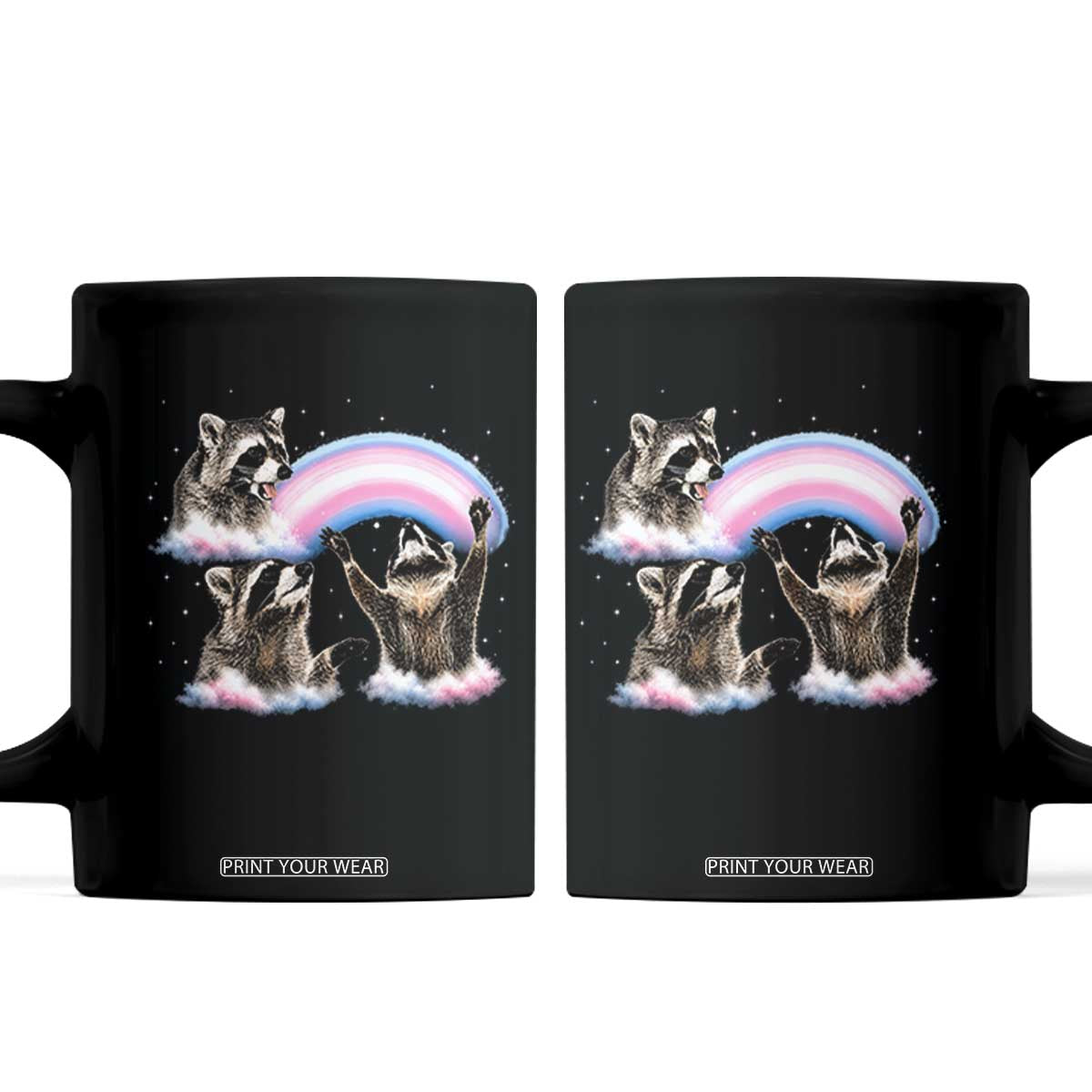 Howling Raccoon LGBTQ Pride Coffee Mug Rainbow Trash Panda Support TS12 Black Print Your Wear