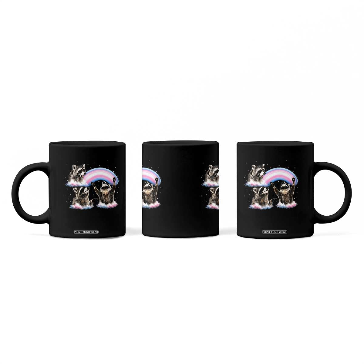 Howling Raccoon LGBTQ Pride Coffee Mug Rainbow Trash Panda Support TS12 Print Your Wear