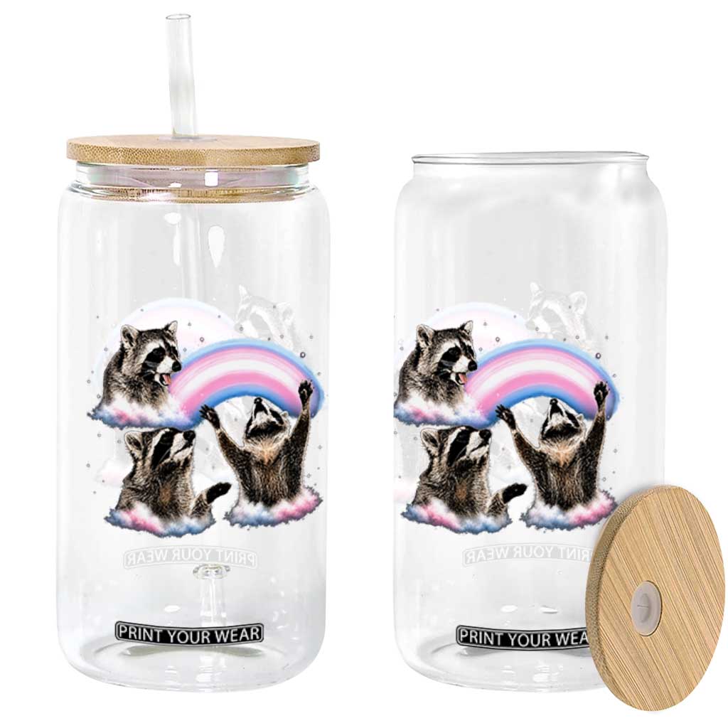 Howling Raccoon LGBTQ Pride Glass Can Rainbow Trash Panda Support TS12 Print Your Wear