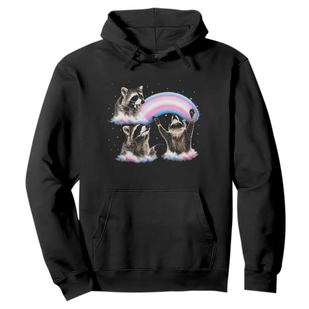Howling Raccoon LGBTQ Pride Hoodie Rainbow Trash Panda Support TS12 Black Print Your Wear