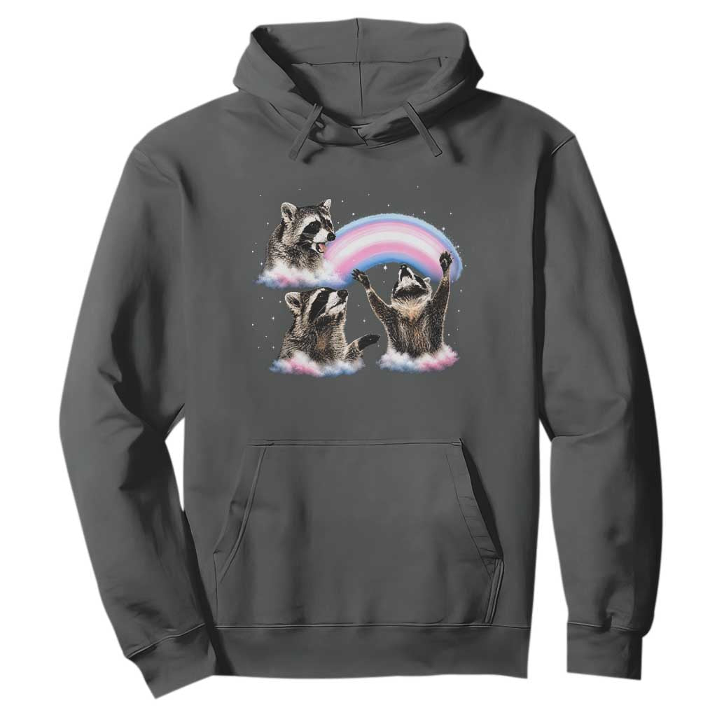 Howling Raccoon LGBTQ Pride Hoodie Rainbow Trash Panda Support TS12 Dark Heather Print Your Wear