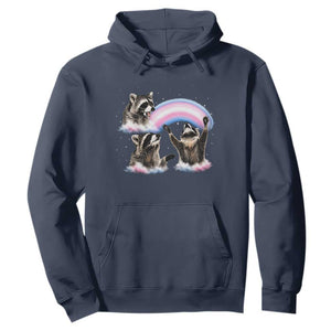 Howling Raccoon LGBTQ Pride Hoodie Rainbow Trash Panda Support TS12 Navy Print Your Wear