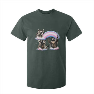 Howling Raccoon LGBTQ Pride T Shirt For Kid Rainbow Trash Panda Support TS12 Dark Forest Green Print Your Wear