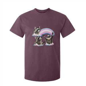 Howling Raccoon LGBTQ Pride T Shirt For Kid Rainbow Trash Panda Support TS12 Maroon Print Your Wear