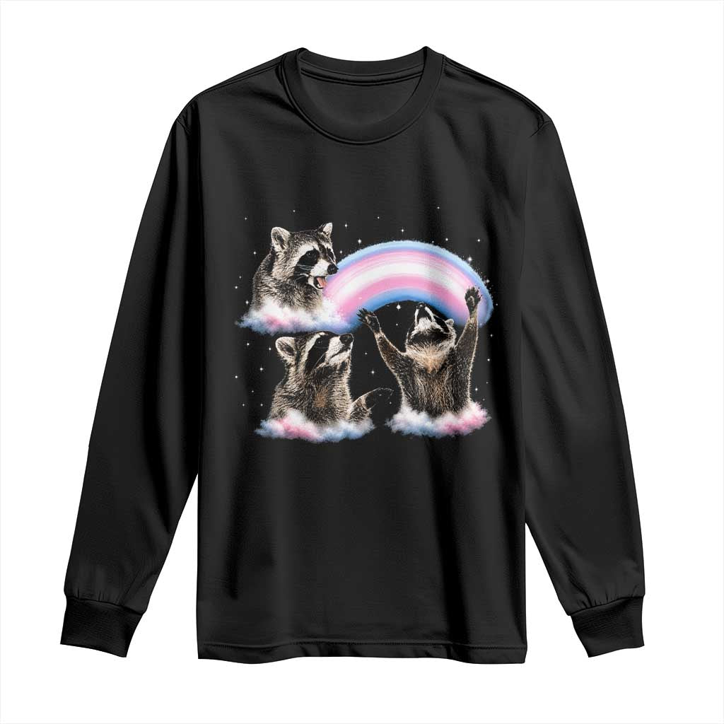 Howling Raccoon LGBTQ Pride Long Sleeve Shirt Rainbow Trash Panda Support TS12 Black Print Your Wear