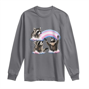 Howling Raccoon LGBTQ Pride Long Sleeve Shirt Rainbow Trash Panda Support TS12 Charcoal Print Your Wear
