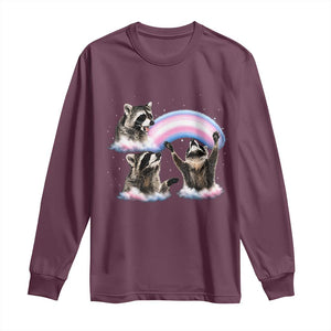 Howling Raccoon LGBTQ Pride Long Sleeve Shirt Rainbow Trash Panda Support TS12 Maroon Print Your Wear