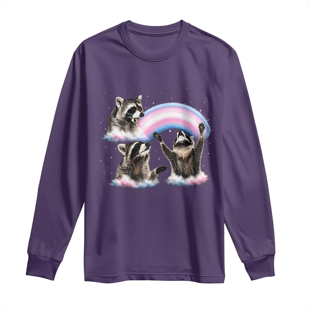 Howling Raccoon LGBTQ Pride Long Sleeve Shirt Rainbow Trash Panda Support TS12 Purple Print Your Wear
