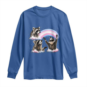Howling Raccoon LGBTQ Pride Long Sleeve Shirt Rainbow Trash Panda Support TS12 Royal Blue Print Your Wear