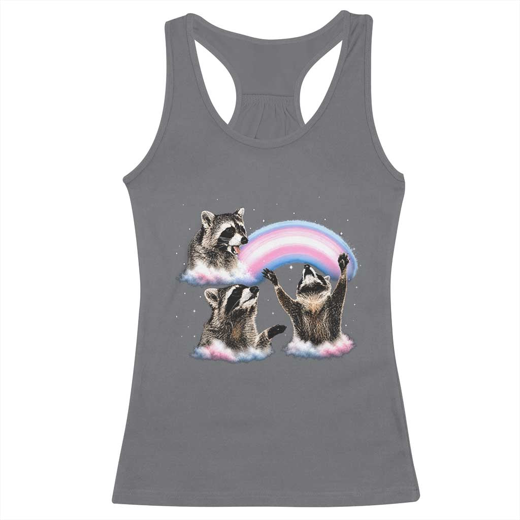 Howling Raccoon LGBTQ Pride Racerback Tank Top Rainbow Trash Panda Support TS12 Charcoal Print Your Wear