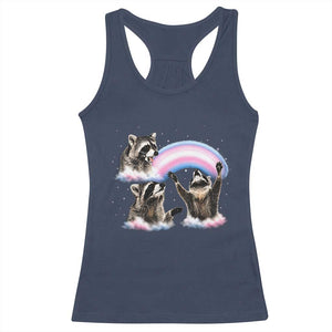 Howling Raccoon LGBTQ Pride Racerback Tank Top Rainbow Trash Panda Support TS12 Navy Print Your Wear