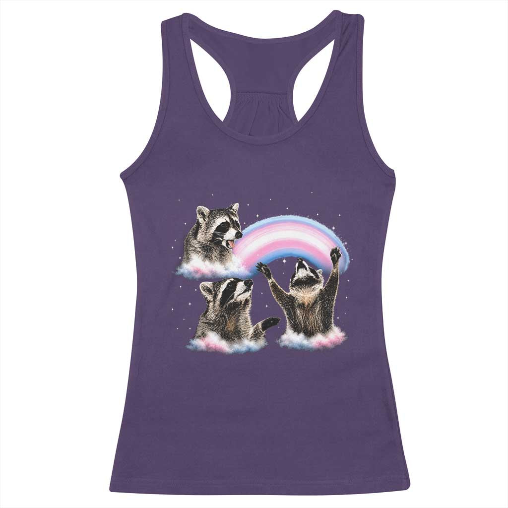 Howling Raccoon LGBTQ Pride Racerback Tank Top Rainbow Trash Panda Support TS12 Purple Print Your Wear