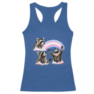 Howling Raccoon LGBTQ Pride Racerback Tank Top Rainbow Trash Panda Support TS12 Royal Blue Print Your Wear