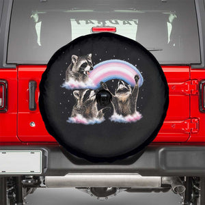 Howling Raccoon LGBTQ Pride Spare Tire Cover Rainbow Trash Panda Support TS12 Black Print Your Wear