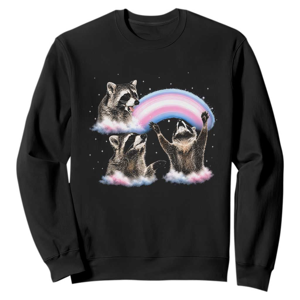 Howling Raccoon LGBTQ Pride Sweatshirt Rainbow Trash Panda Support TS12 Black Print Your Wear