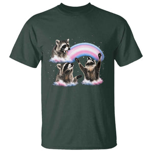 Howling Raccoon LGBTQ Pride T Shirt Rainbow Trash Panda Support TS12 Dark Forest Green Print Your Wear