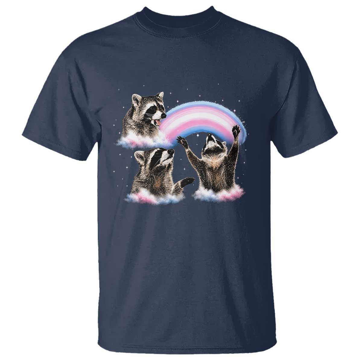 Howling Raccoon LGBTQ Pride T Shirt Rainbow Trash Panda Support TS12 Navy Print Your Wear