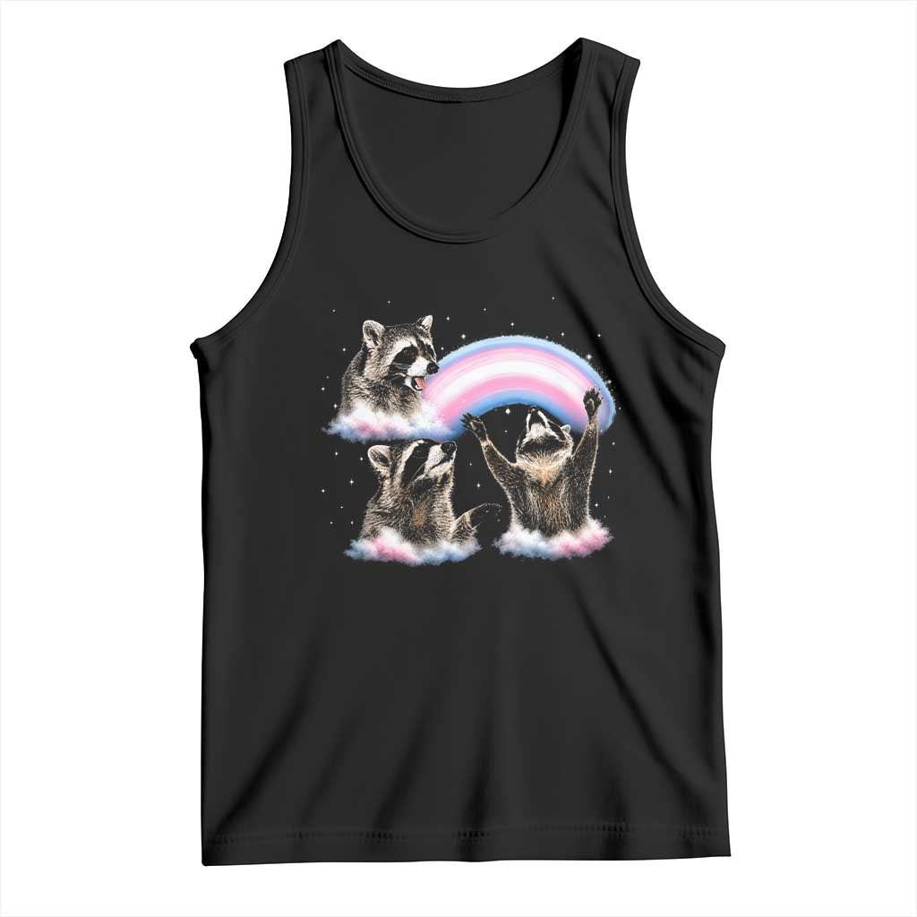 Howling Raccoon LGBTQ Pride Tank Top Rainbow Trash Panda Support TS12 Black Print Your Wear