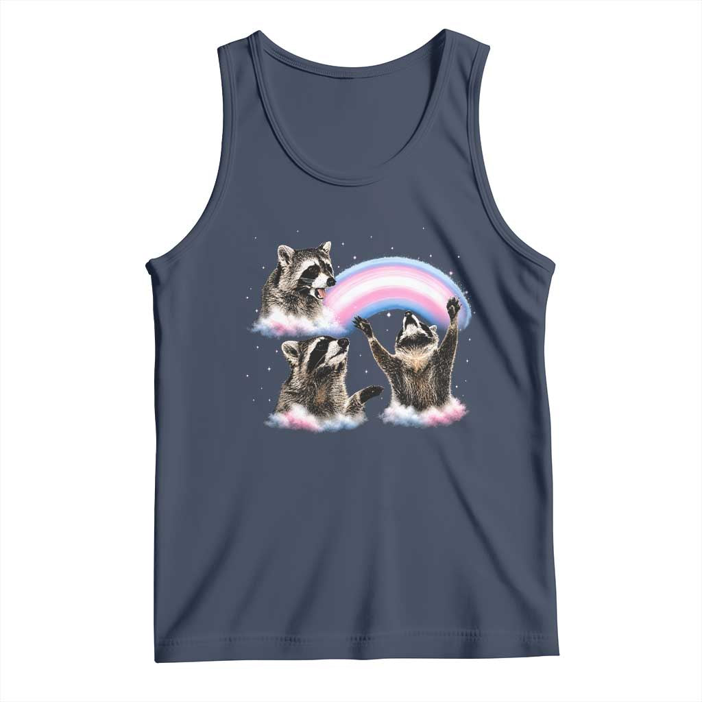 Howling Raccoon LGBTQ Pride Tank Top Rainbow Trash Panda Support TS12 Navy Print Your Wear