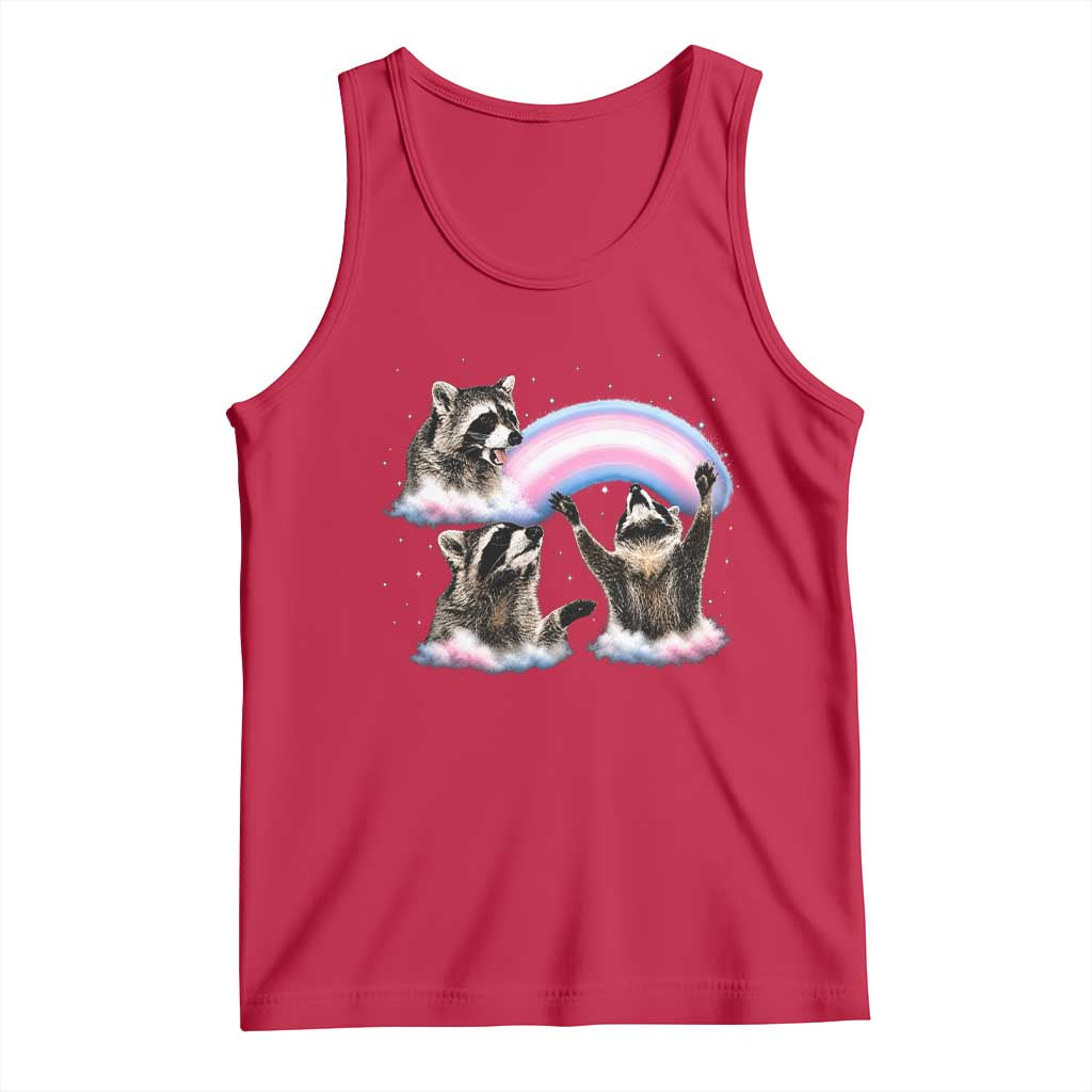 Howling Raccoon LGBTQ Pride Tank Top Rainbow Trash Panda Support TS12 Red Print Your Wear