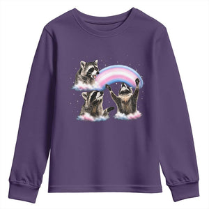 Howling Raccoon LGBTQ Pride Youth Sweatshirt Rainbow Trash Panda Support TS12 Purple Print Your Wear