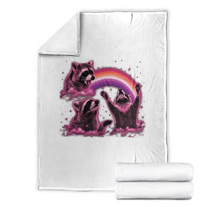 Funny Pink Raccoon Live Laugh Throw Blanket Lesbian Pride Month TS12 White Print Your Wear