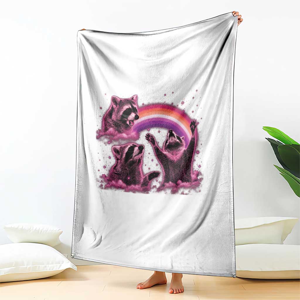 Funny Pink Raccoon Live Laugh Throw Blanket Lesbian Pride Month TS12 Print Your Wear