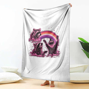 Funny Pink Raccoon Live Laugh Throw Blanket Lesbian Pride Month TS12 Print Your Wear