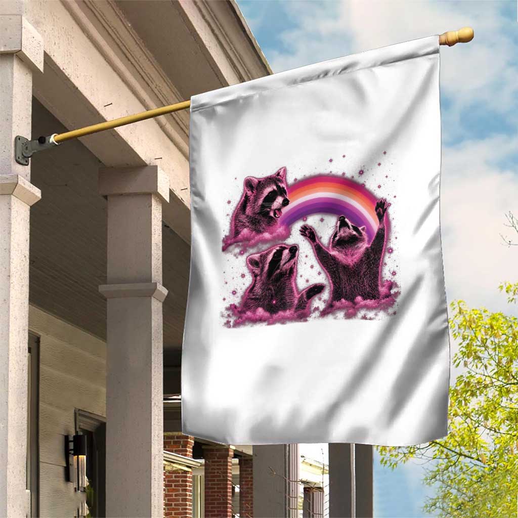 Funny Pink Raccoon Live Laugh Garden Flag Lesbian Pride Month TS12 Print Your Wear