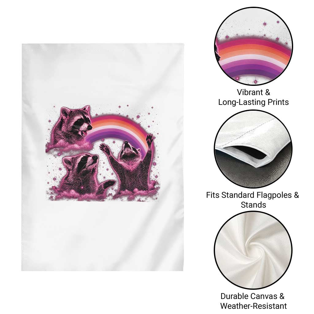 Funny Pink Raccoon Live Laugh Garden Flag Lesbian Pride Month TS12 Print Your Wear