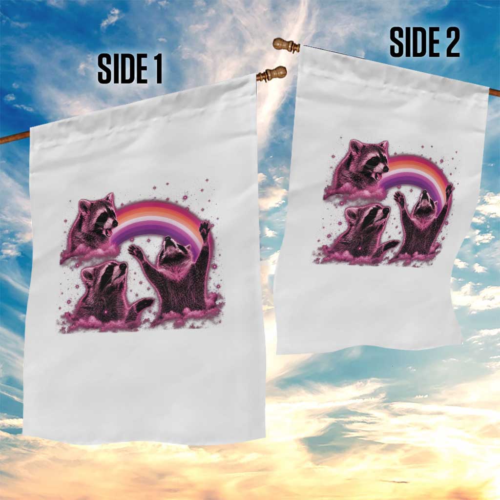 Funny Pink Raccoon Live Laugh Garden Flag Lesbian Pride Month TS12 Print Your Wear
