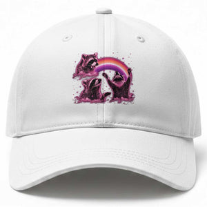 Funny Pink Raccoon Live Laugh Baseball Cap Lesbian Pride Month TS12 Print Your Wear