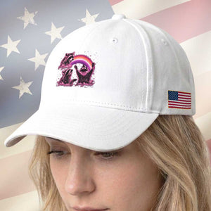 Funny Pink Raccoon Live Laugh Baseball Cap Lesbian Pride Month TS12 Print Your Wear