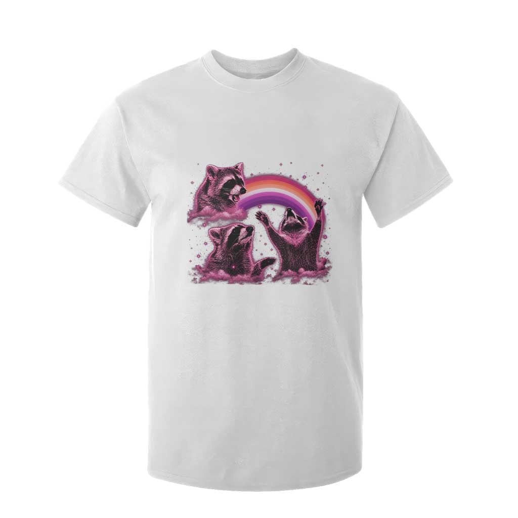 Funny Pink Raccoon Live Laugh T Shirt For Kid Lesbian Pride Month TS12 White Print Your Wear