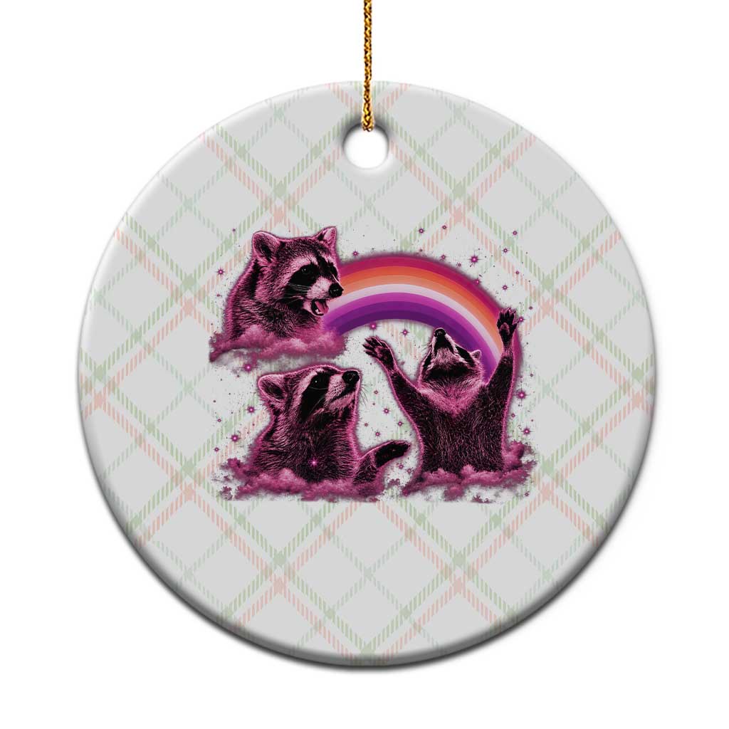 Funny Pink Raccoon Live Laugh Ceramic Ornament Lesbian Pride Month TS12 1pc Christmas Plaid Print Your Wear