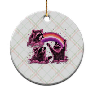 Funny Pink Raccoon Live Laugh Ceramic Ornament Lesbian Pride Month TS12 1pc Christmas Plaid Print Your Wear