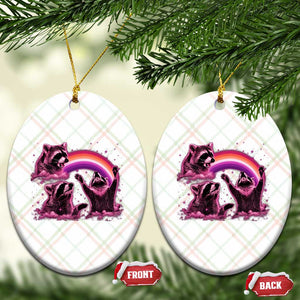 Funny Pink Raccoon Live Laugh Ceramic Ornament Lesbian Pride Month TS12 Print Your Wear