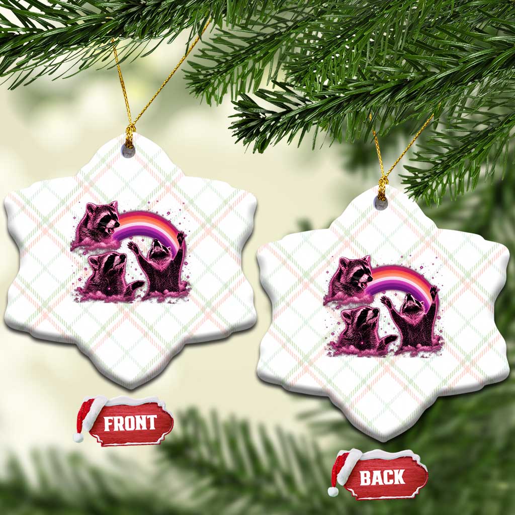 Funny Pink Raccoon Live Laugh Ceramic Ornament Lesbian Pride Month TS12 Print Your Wear