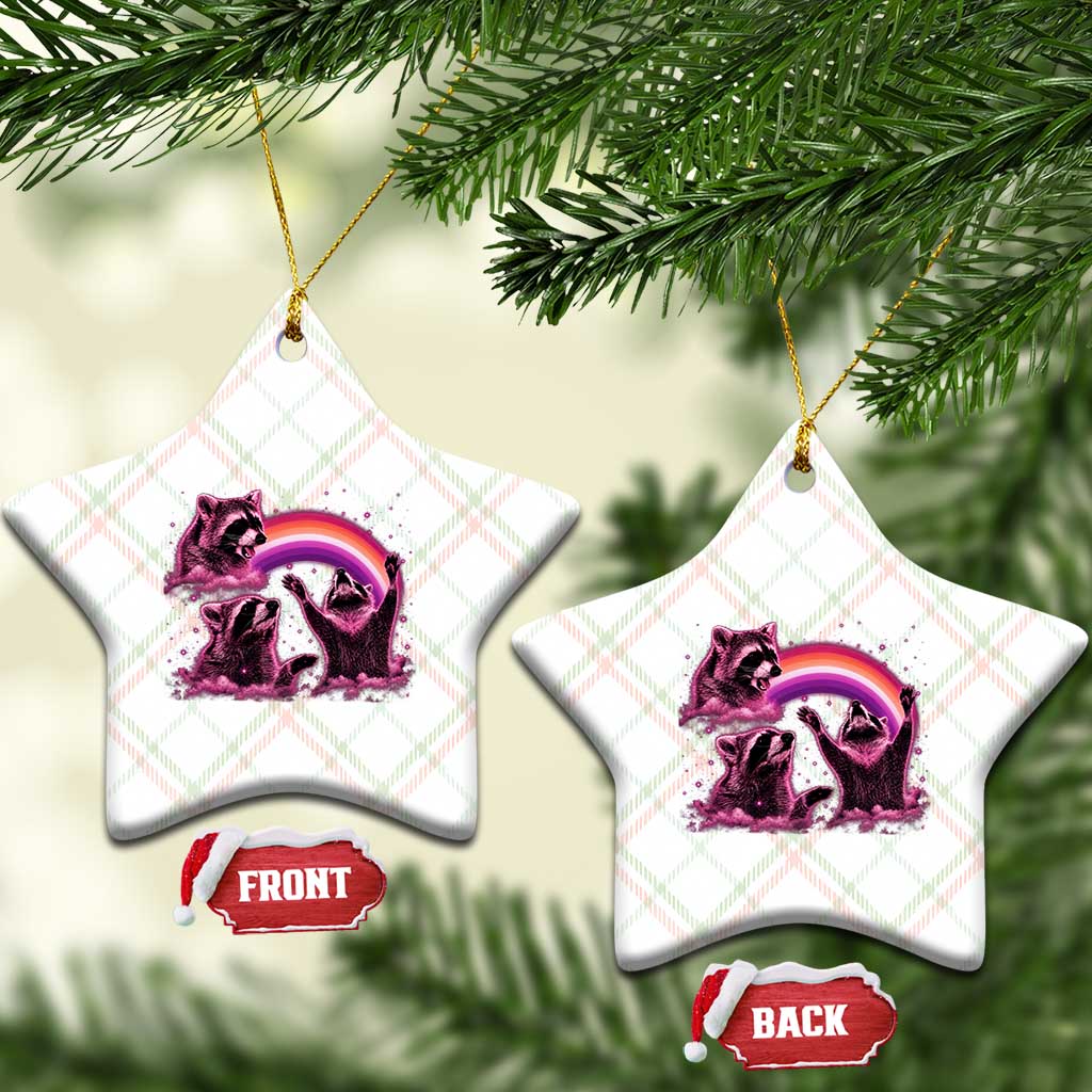Funny Pink Raccoon Live Laugh Ceramic Ornament Lesbian Pride Month TS12 Print Your Wear