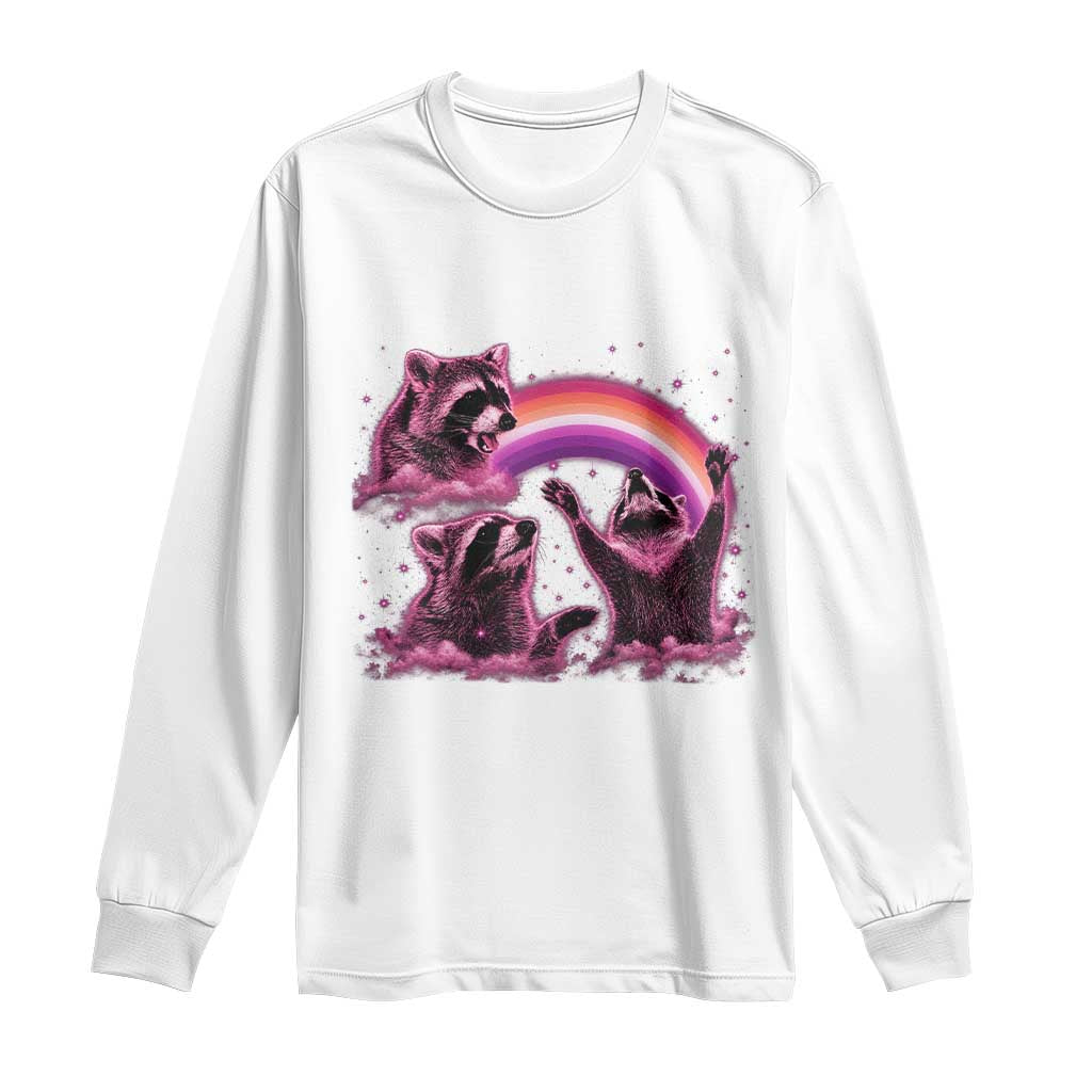 Funny Pink Raccoon Live Laugh Long Sleeve Shirt Lesbian Pride Month TS12 White Print Your Wear