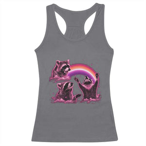 Funny Pink Raccoon Live Laugh Racerback Tank Top Lesbian Pride Month TS12 Charcoal Print Your Wear